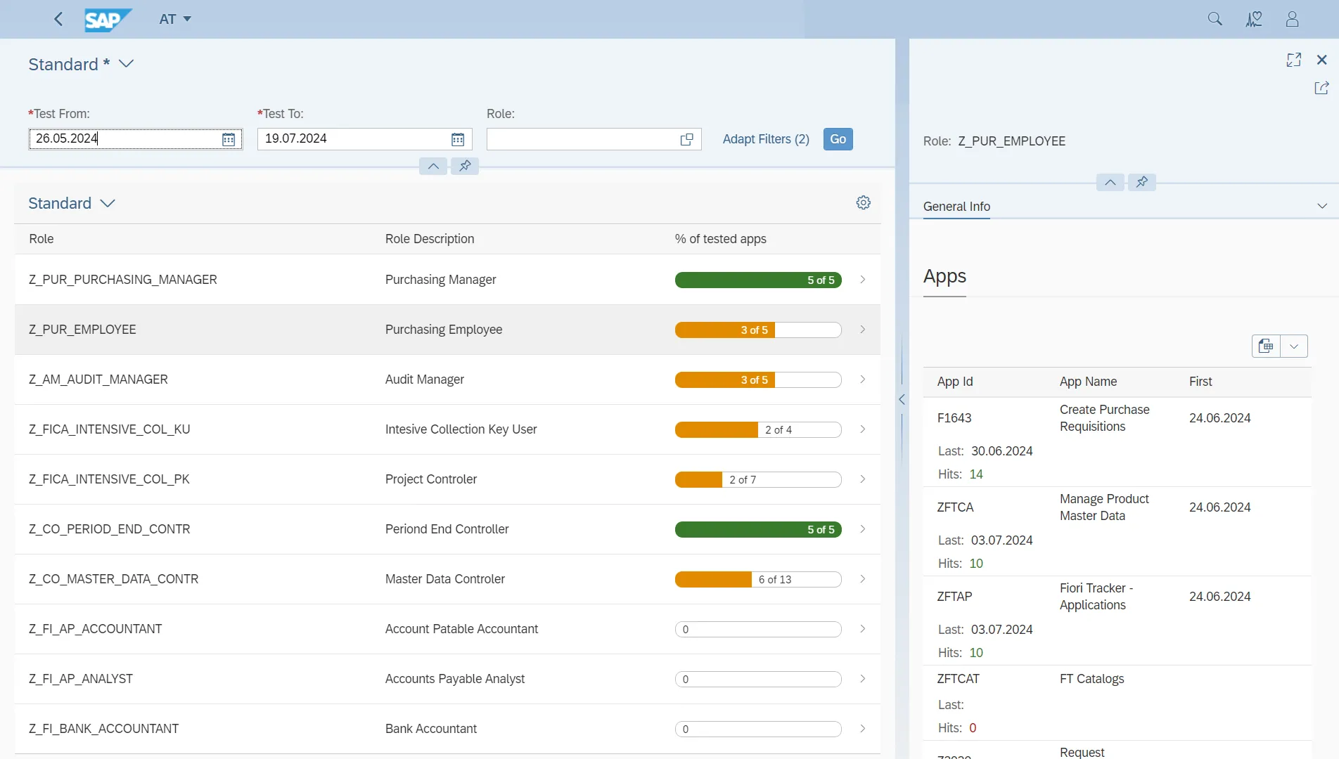 SAP Fiori Role Testing